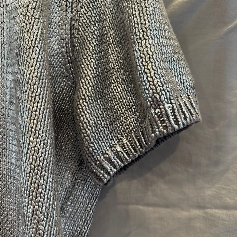 Future Collective Womens 1X Metallic Silver Crewneck Top Y2K Futuristic Chic